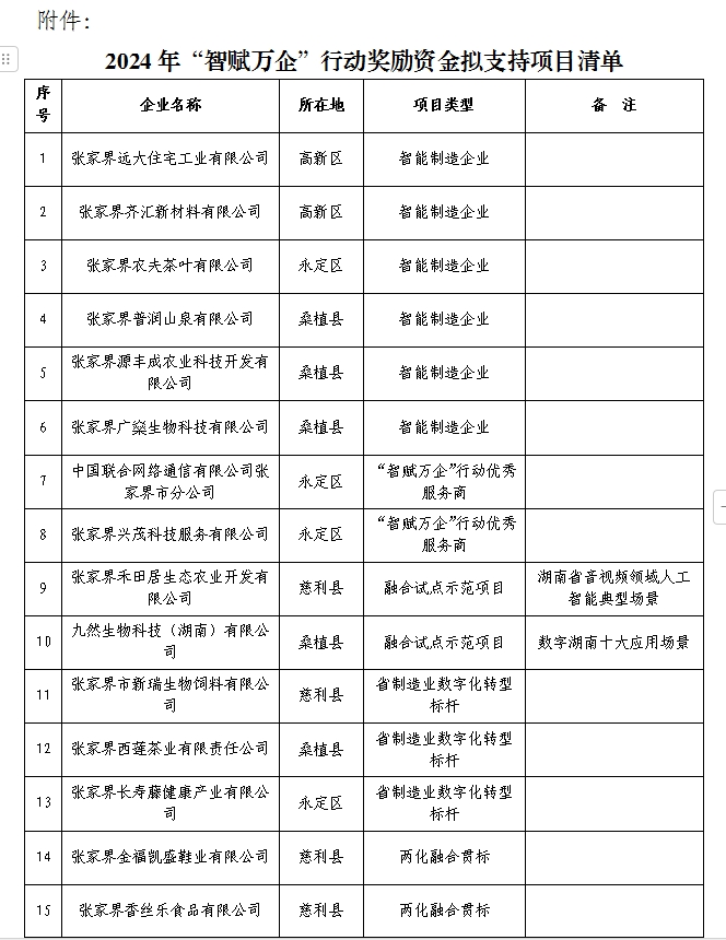 【项目公示】关于2024年“智赋万企”行动奖励资金拟支持项目的公示